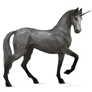 licorne de selle akhal-téké gris pommelé
