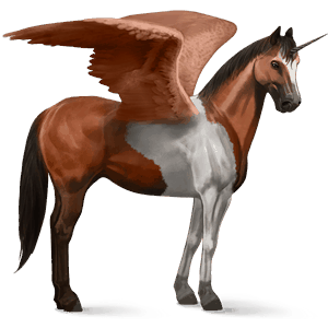 licorne de selle ailée paint horse pie tobiano bai