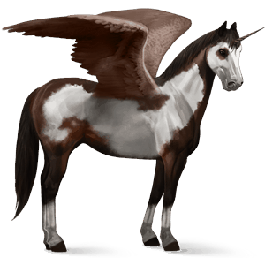 licorne de selle ailée paint horse pie tobiano bai