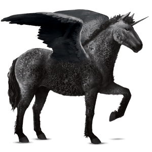 licorne de selle ailée frison noir