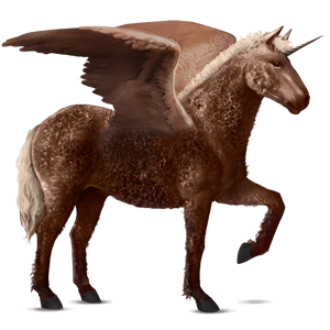 licorne de selle ailée curly alezan brûlé crins lavés