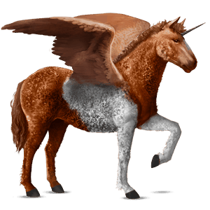 licorne de selle ailée curly gris pommelé