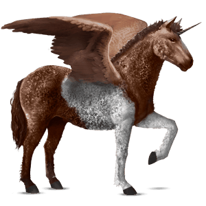 licorne de selle ailée curly gris pommelé
