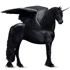 licorne de selle ailée frison noir
