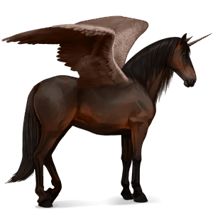 licorne de selle ailée anglo-arabe bai brûlé