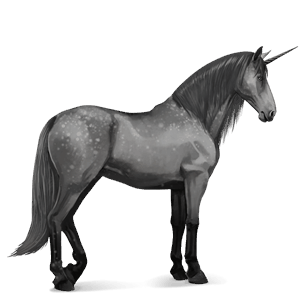licorne de selle pure race espagnole gris pommelé