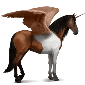 licorne de selle ailée tinker pie tobiano bai