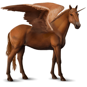 licorne de selle ailée pure race espagnole alezan crins lavés