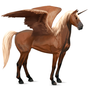 licorne de selle ailée mustang alezan brûlé