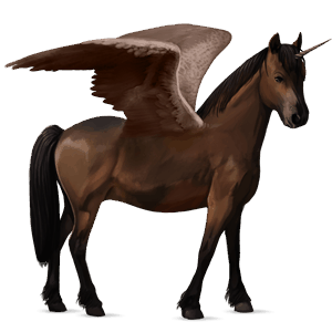 poney licorne ailé poney de terre-neuve bai brûlé