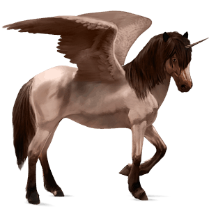 licorne de selle ailée brumby rouan