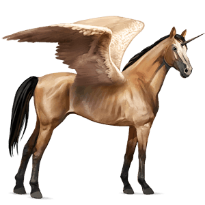 licorne de selle ailée pure race espagnole alezan crins lavés