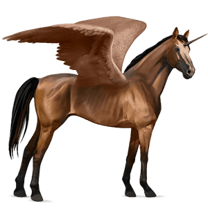 licorne de selle ailée pur-sang anglais bai