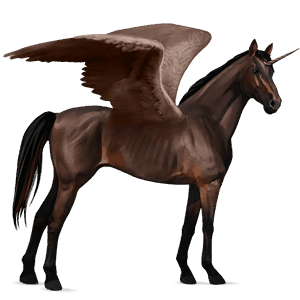 licorne de selle ailée anglo-arabe bai brûlé