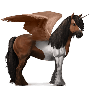 licorne de trait ailée drum horse pie tobiano bai