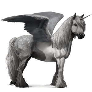 licorne de selle ailée mustang gris clair
