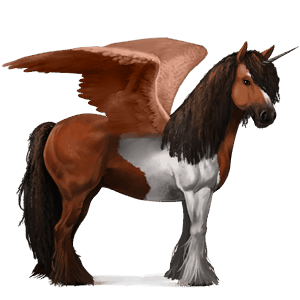 licorne de selle ailée tinker pie tobiano bai cerise