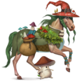 cheval de selle sorcière aux champignons